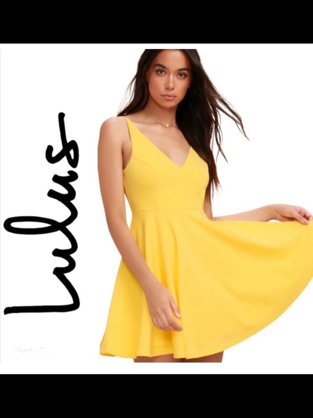 Lulu's Sunny Yellow V-Neck Fit & Flare Mini Dress